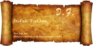 Dufek Fatime névjegykártya